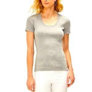 Three Dots Scoop T-Shirt Size: S, Heather Gray
